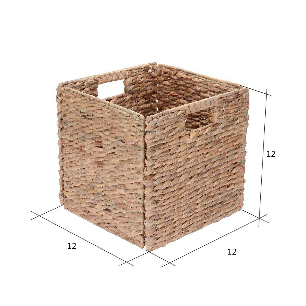 Villacera 12 in. H x 12 in. W x 12 in. D Tan Wicker Cube Storage Bin 2-Pack