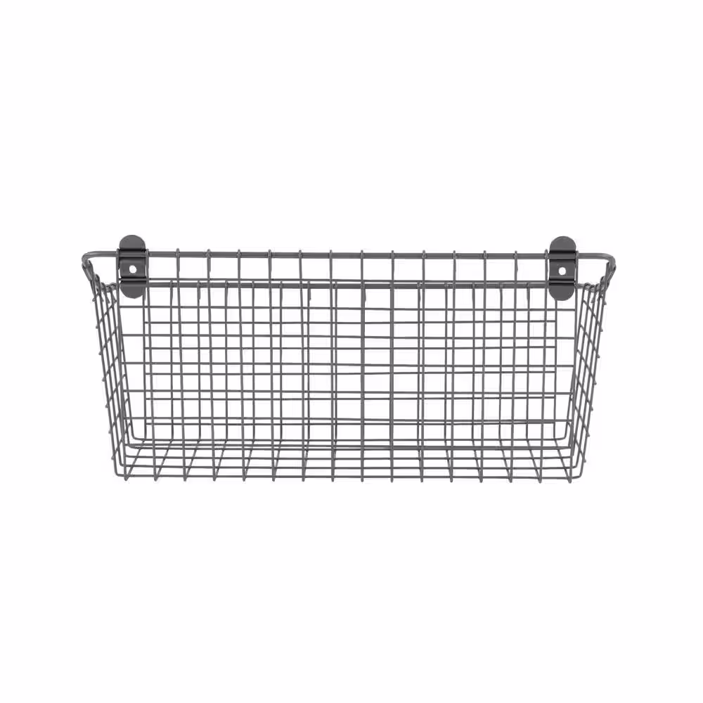 Spectrum 7.5 in. H x 15.25 in. W Gray Steel 1-Drawer Wide Mesh Wire Basket