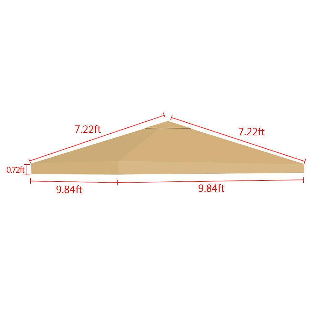 None 10 ft. x 10 ft. Gazebo Canopy Top Replacement Khaki Patio Pavilion Cover (1-Tier)