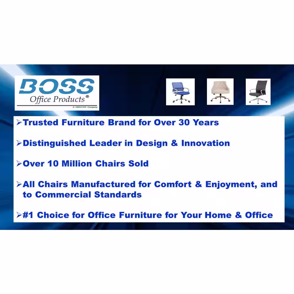 BOSS Office Products Black Leather Armless Task Chair with Swivel Seat