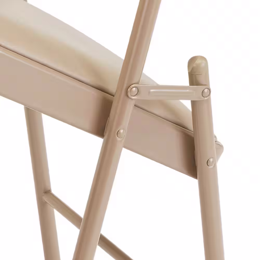 National Public Seating Beige Vinyl Padded Seat Stackable Folding Chair (Set of 4)