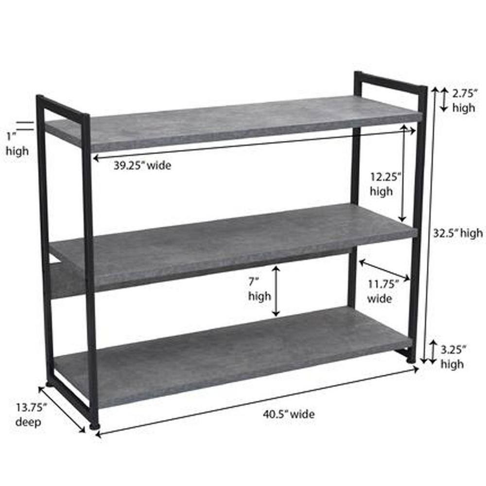HOUSEHOLD ESSENTIALS 13.75 in. x 40.5 in. x 32.5 in. Free Standing Slate Wide Modular Shelf