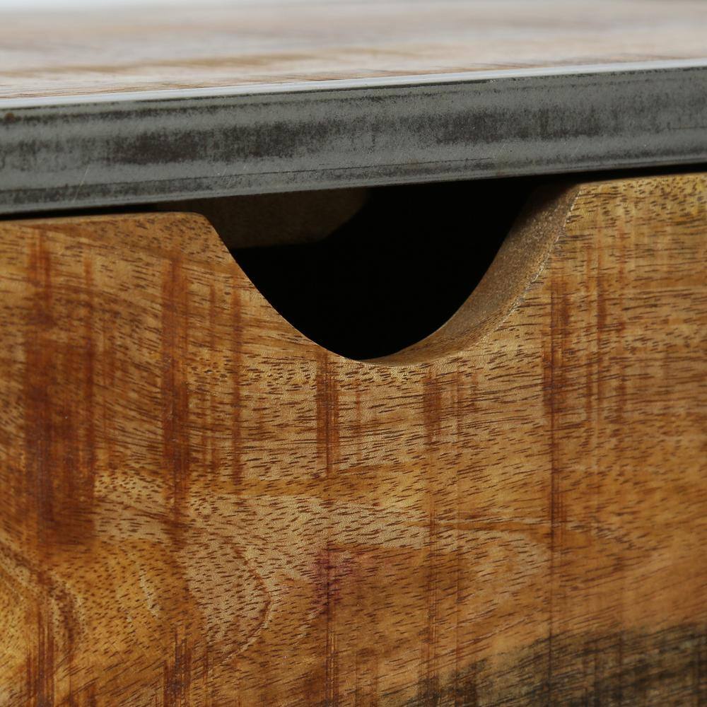 Noble House 23.25 in. H x 25.5 in. W HighDuffy 6-Pair Natural and Gray Mango Wood Shoe Rack with Drawer