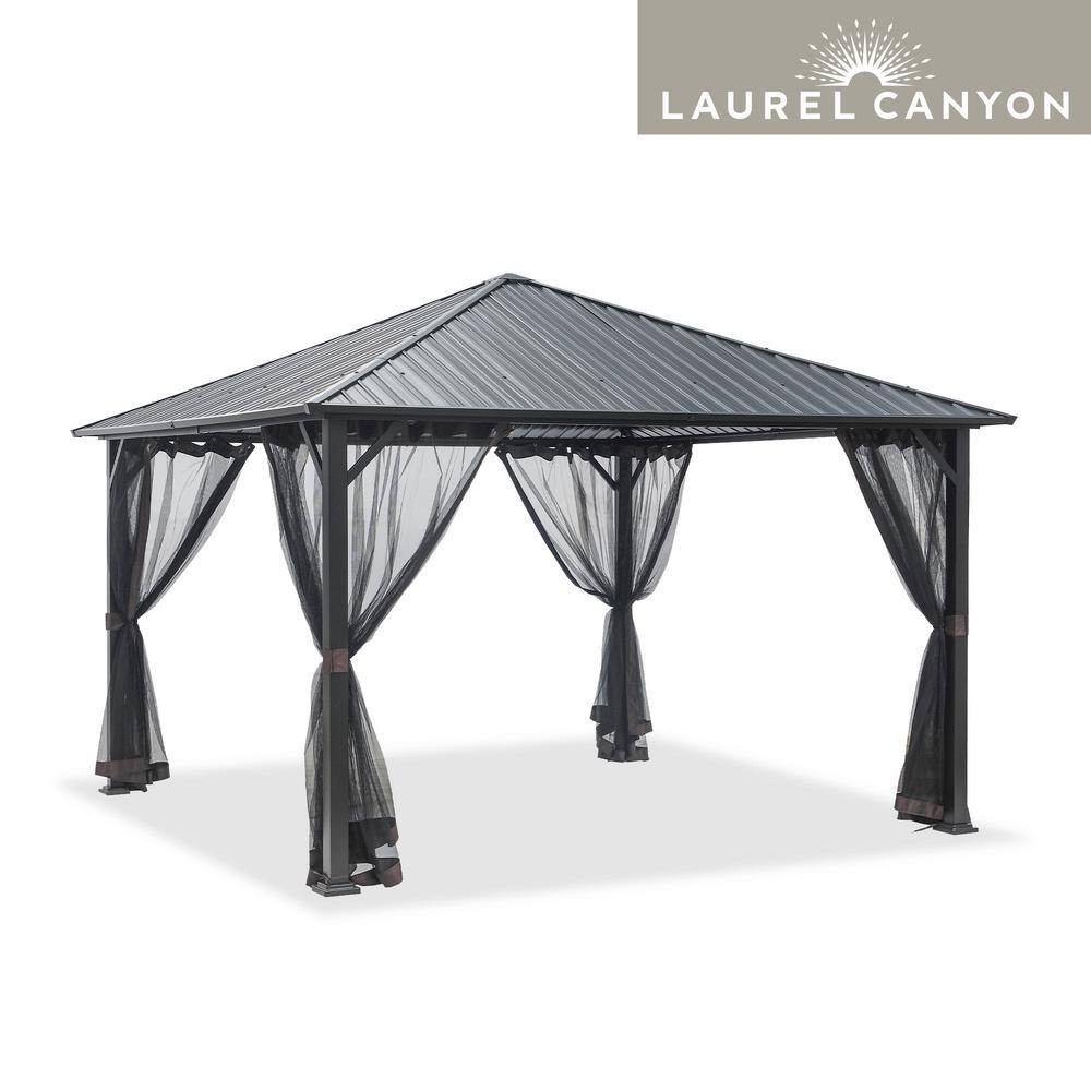 LAUREL CANYON 10 ft. x 10 ft. Galvanized Steel Hardtop Gazebo with Mosquito Netting