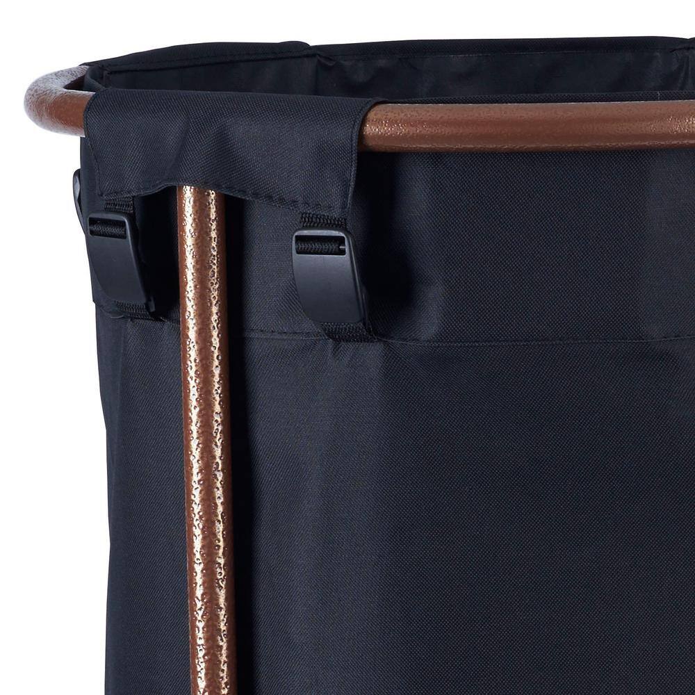 HOUSEHOLD ESSENTIALS Copper Round Push-Style Laundry Hamper 32 in. with Wheels