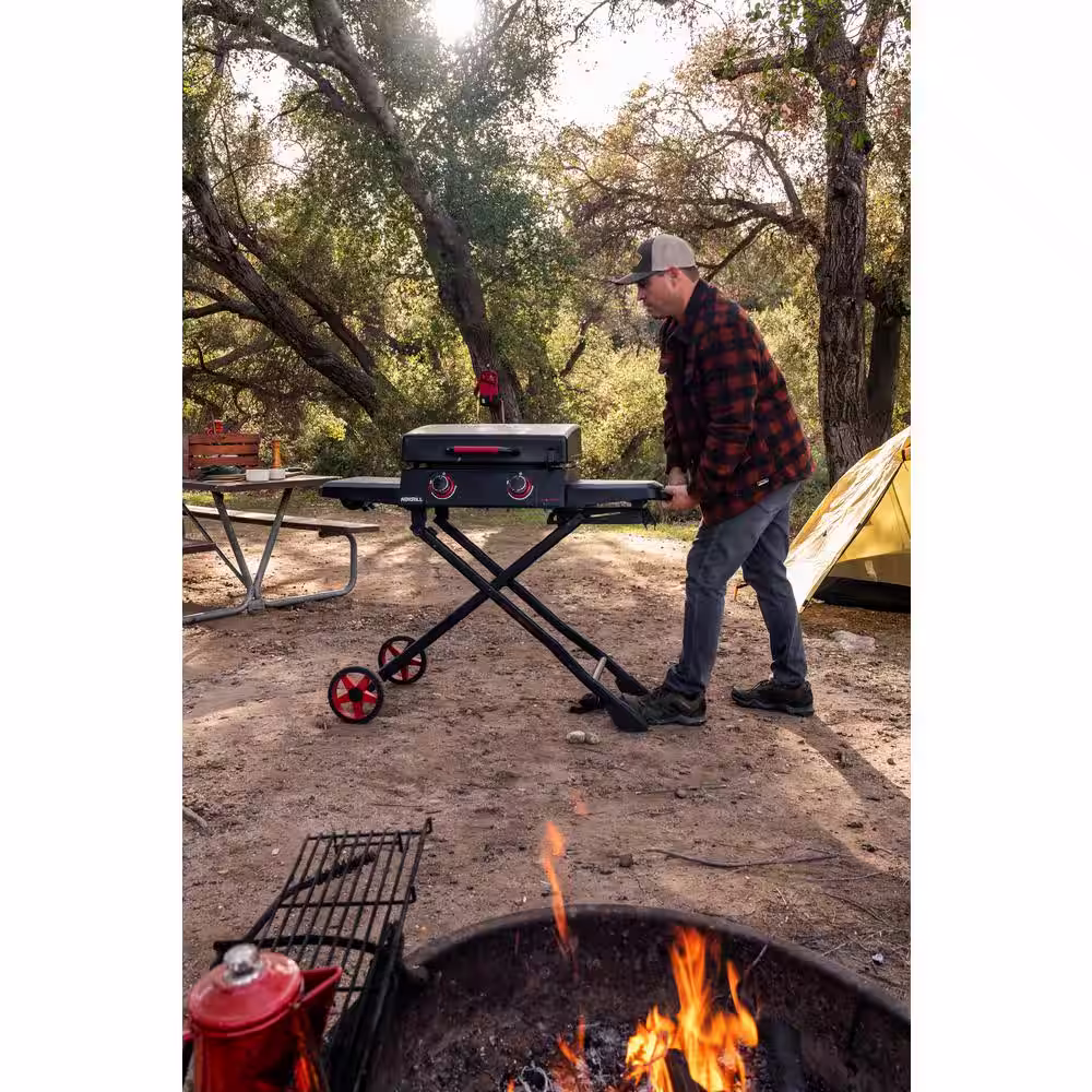 Nexgrill Daytona 2-Burner 21 in. Propane Gas Griddle with Foldable Cart in Black