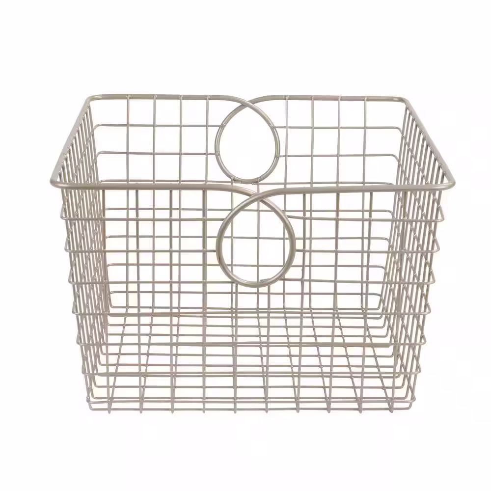 Spectrum 8 in. H x 12 in. W Nickel Steel 1-Drawer Wide Mesh Wire Basket