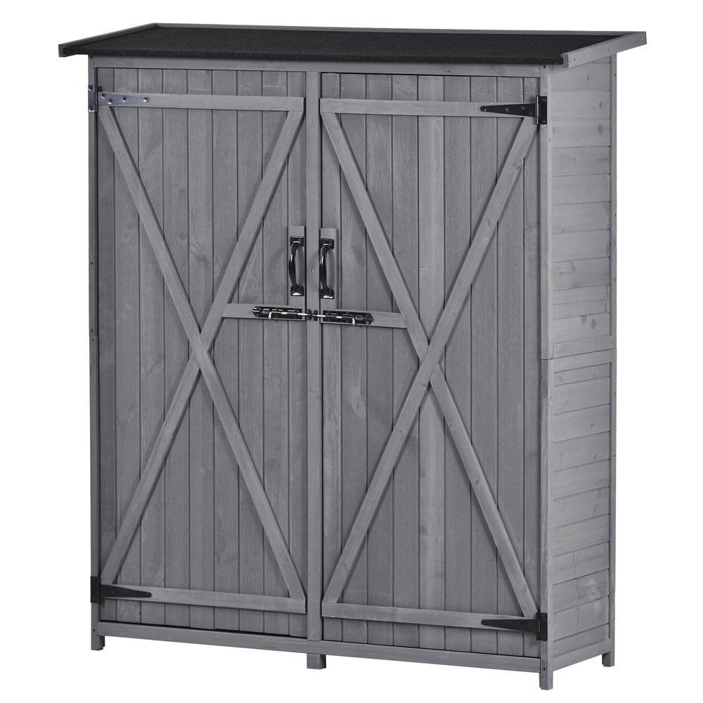 None 2 ft. W x 4.6 ft. D Wood Outdoor Storage Cabinet Shed for Backyard and Garden in Gray 9.2 sq. ft.