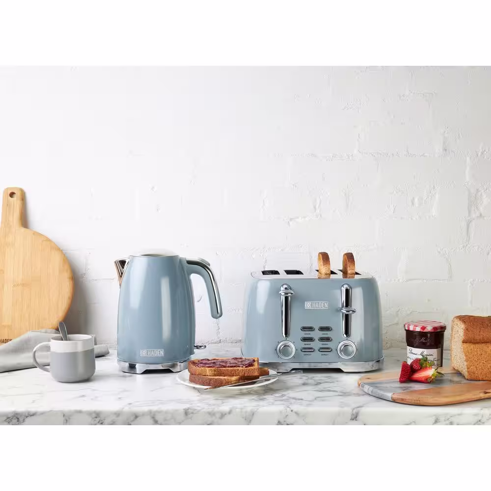 HADEN Brighton 1.7 l 7-Cup Sky Blue Stainless Steel Electric Kettle with Auto Shut-Off and Boil-Dry Protection