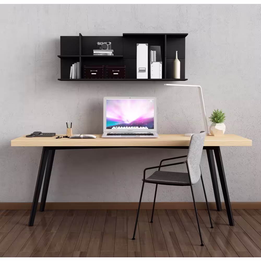 Atlantic 8.47 in. x 23.46 in. x 8.47 in. Black Wood Infiniti Modular Shelf (2-Pack)