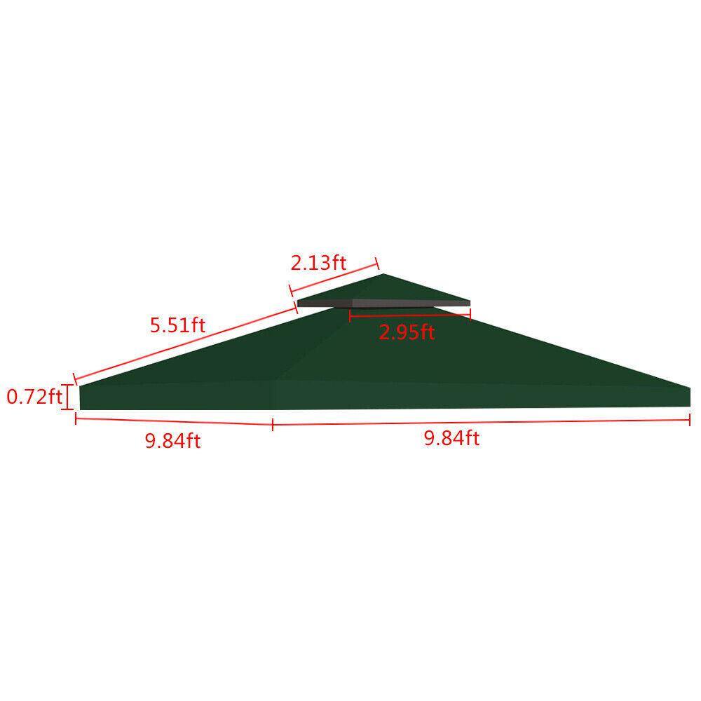 None 10 ft. x 10 ft. Gazebo Canopy Top Replacement Green Patio Pavilion Cover (2-Tier)