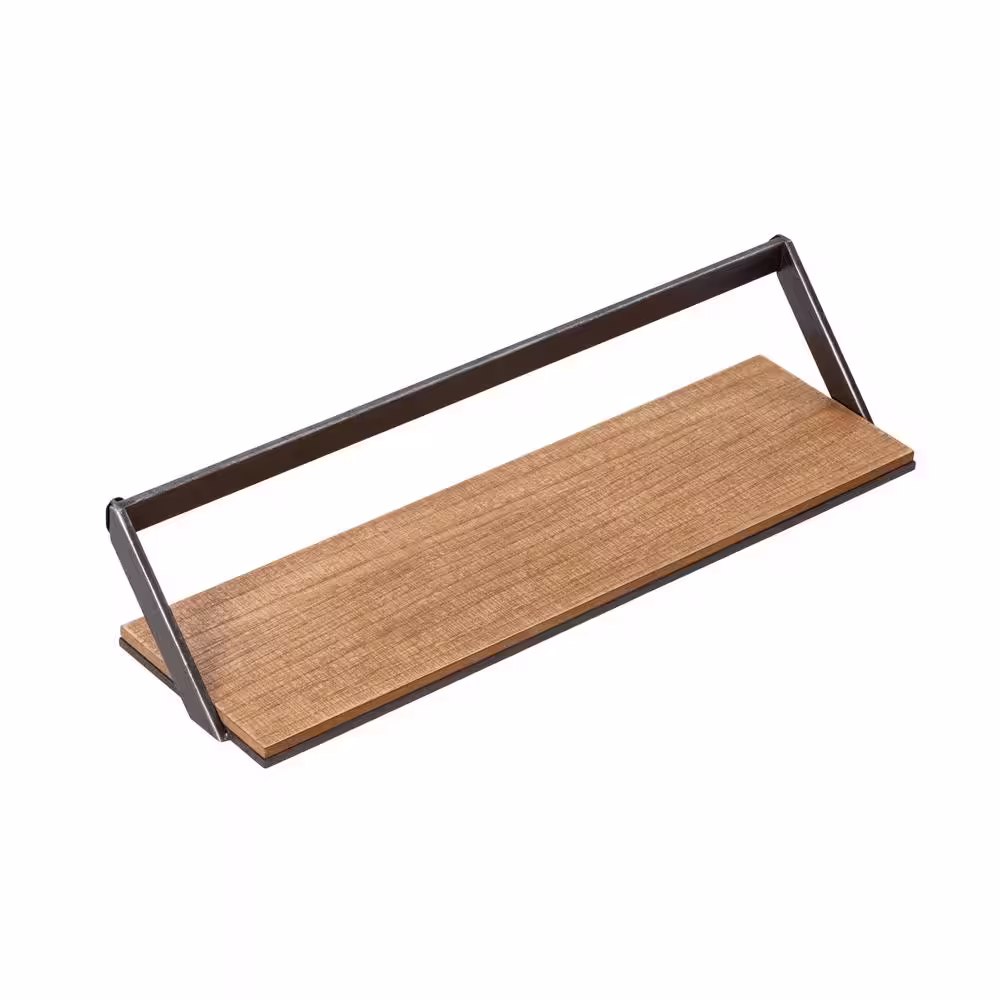 Honey-Can-Do Black/Rustic Steel Floating Wall Shelves (Set of 3)