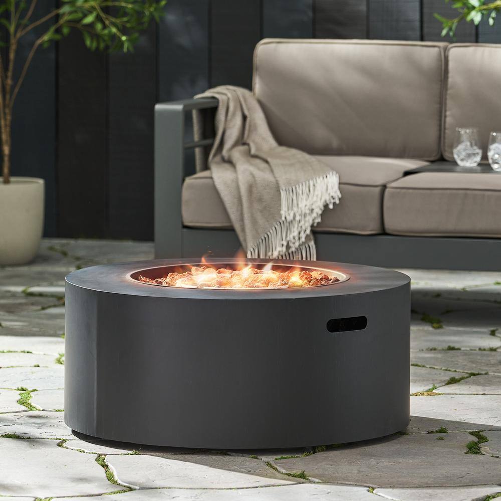 Noble House Reign Dark Gray Circular Metal Fire Pit (No Tank Holder)