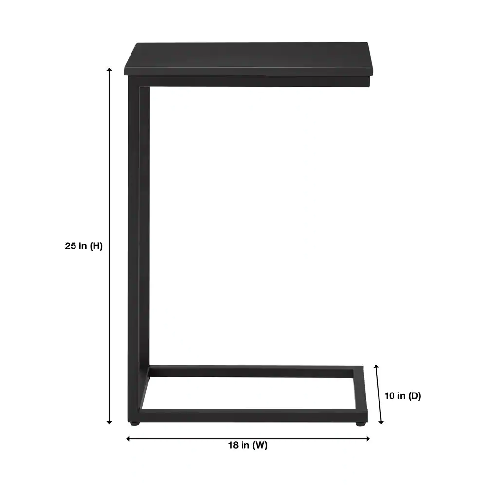 StyleWell Donnelly Black C-Shaped Side Table with Black Wood Top