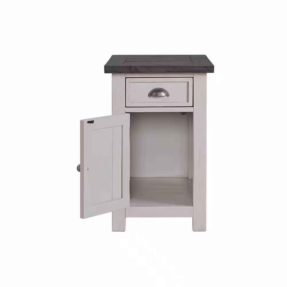 Martin Svensson Home Monterey 16 in. White and Grey Chairside End Table with Power