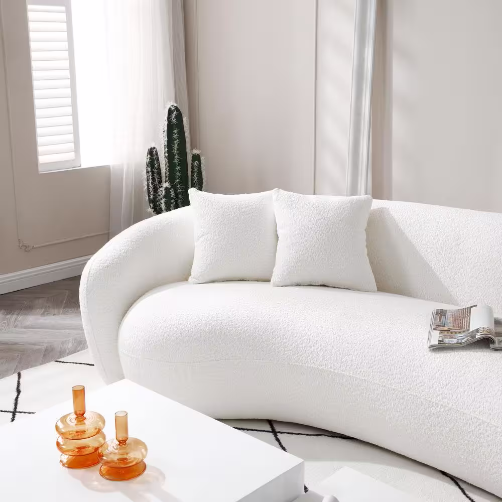 J&E Home 101.4 in. W Rolled Arm Velvet 5-Seat Modern Sectional Half Moon Leisure Couch Curved Sofa in Beige