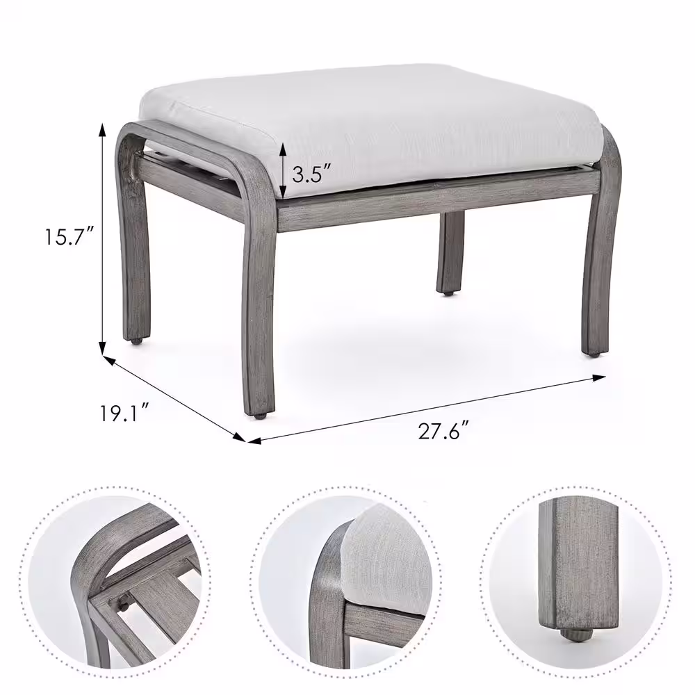 None 6-Piece Aluminum Patio Conversation Set with Coffee Table and Light Gray Cushions