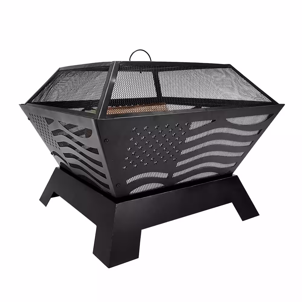 Endless Summer 28 in. D Steel Patriot American Flag Wood Burning Fire Pit
