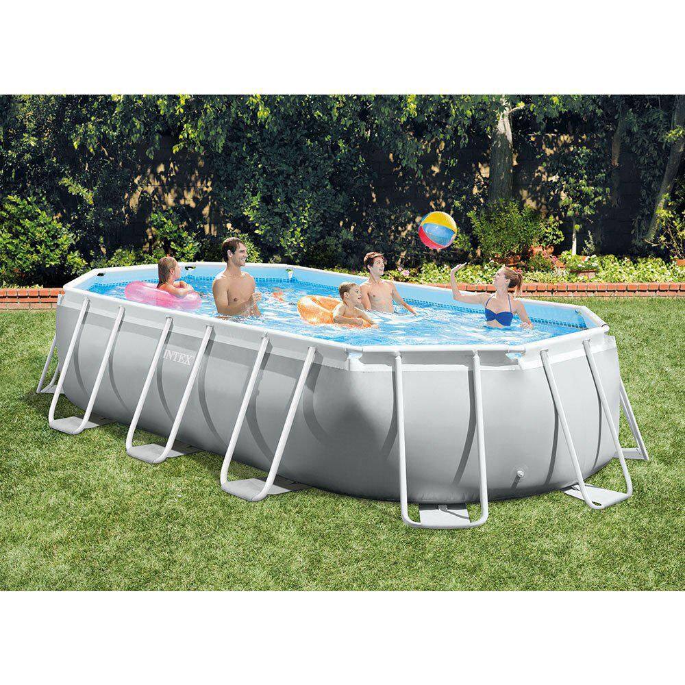 INTEX 16.5 ft. x 9 ft. 48 in. Prism Frame Above Ground Swimming Pool Pump Set (2 Pack)
