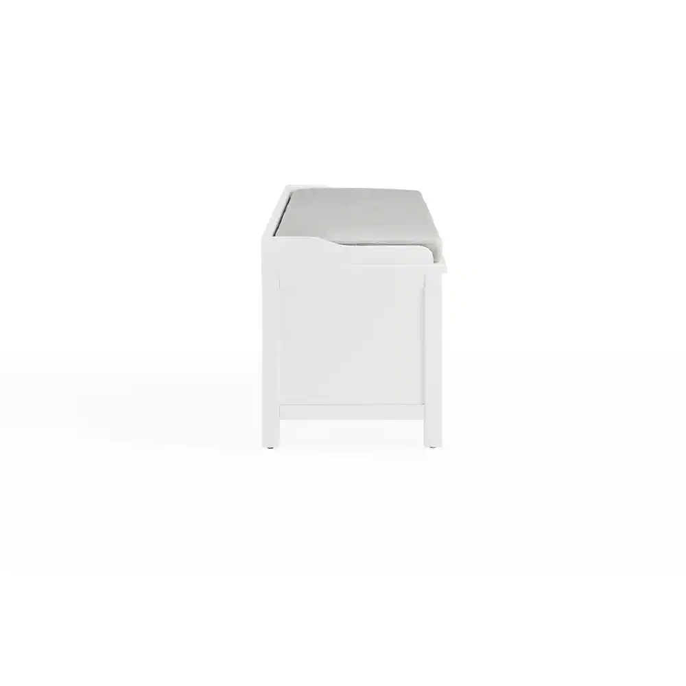 Alaterre Furniture 45 in. W Coventry White Wood Bench with Storage and Cushion