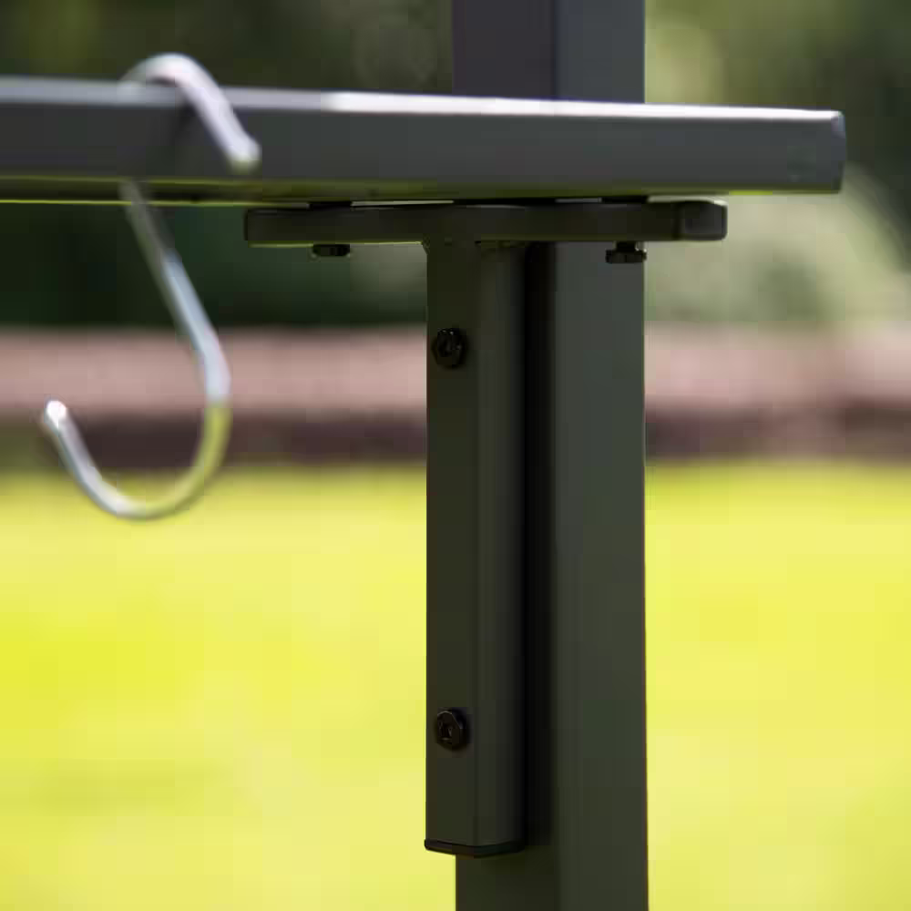 None 7 ft. W x 6.8 ft. H Steel Double Tiered Patio Gray BBQ Grill Gazebo with Side Awning