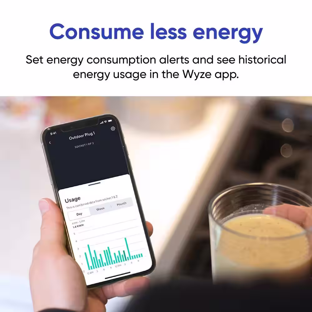 WYZE Plug Outdoor, Smart Plug w/Dual Outlets, Energy Monitoring, IP64, WiFi, Works w/Alexa, Google Assistant, IFTTT