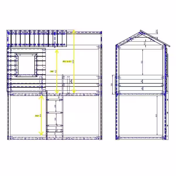 Donco Kids Deer Blind Blue Tent Twin Bunk Bed Loft