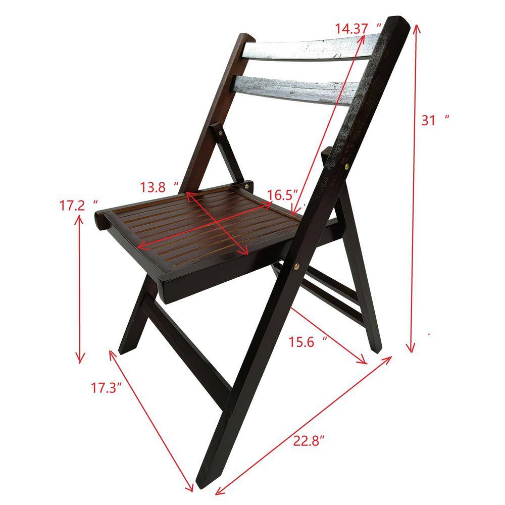 None Cherry Wood Contour Folding Chair (Set of 4)