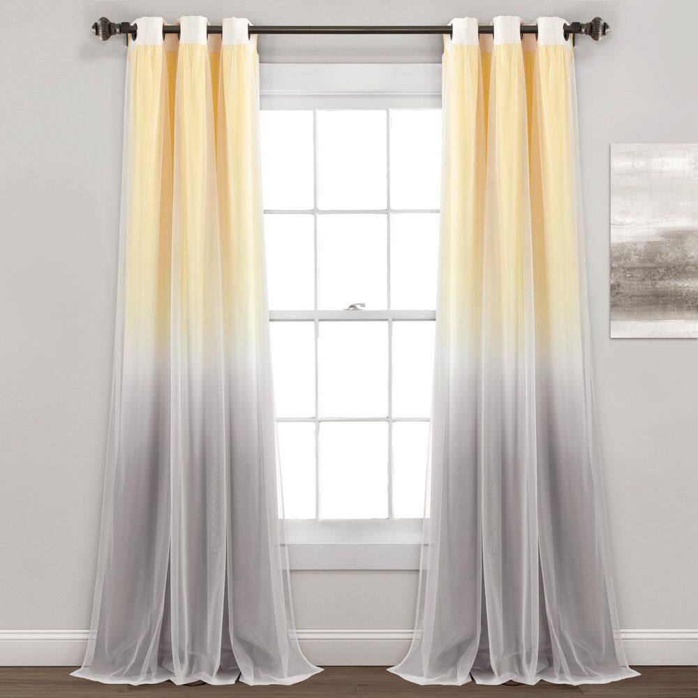 None Umbre Fiesta 38 in. W x 84 in. L Sheer Light Filtering Window Curtain Panel with Yellow/Gray Single