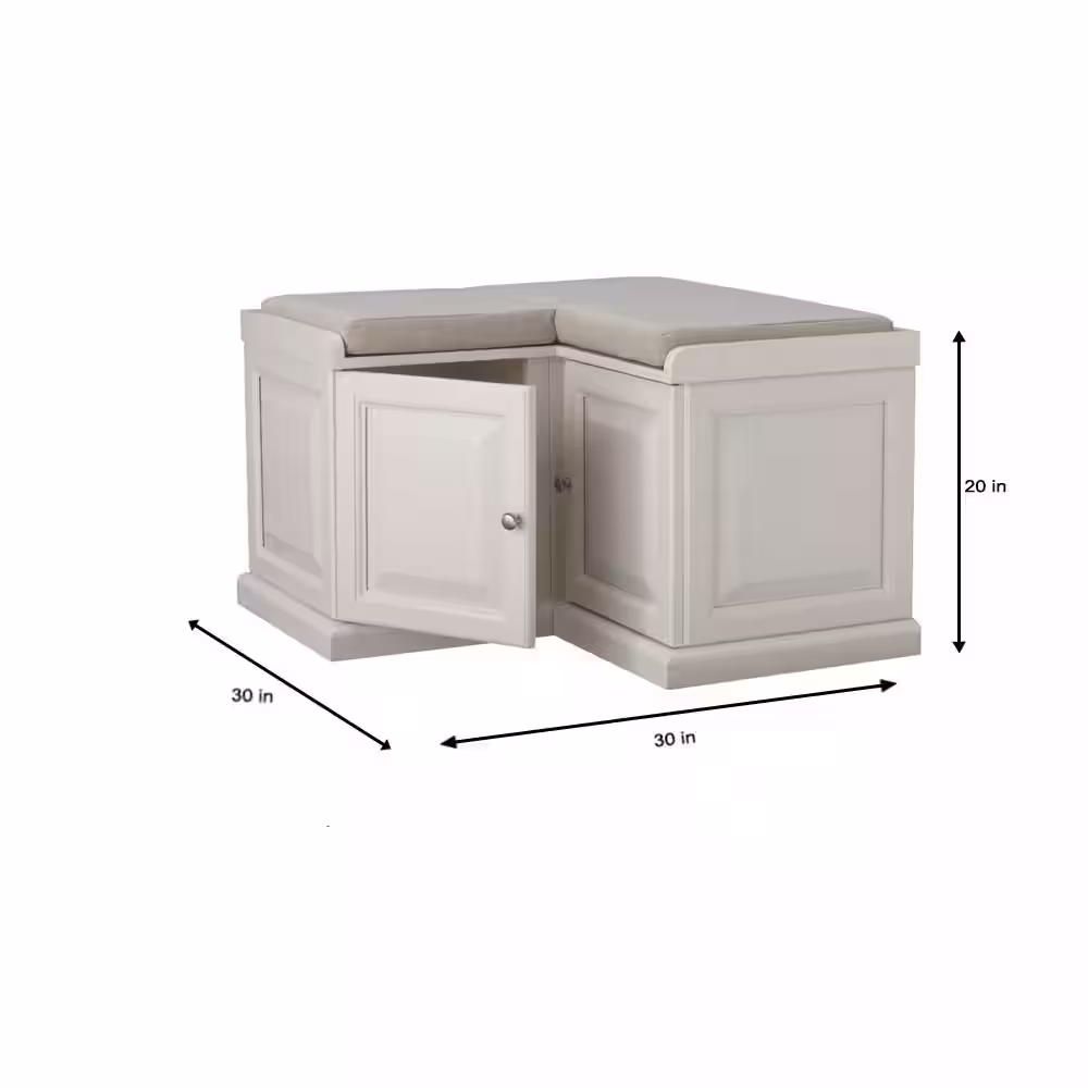 Home Decorators Collection Walker Off-White Corner Storage Bench