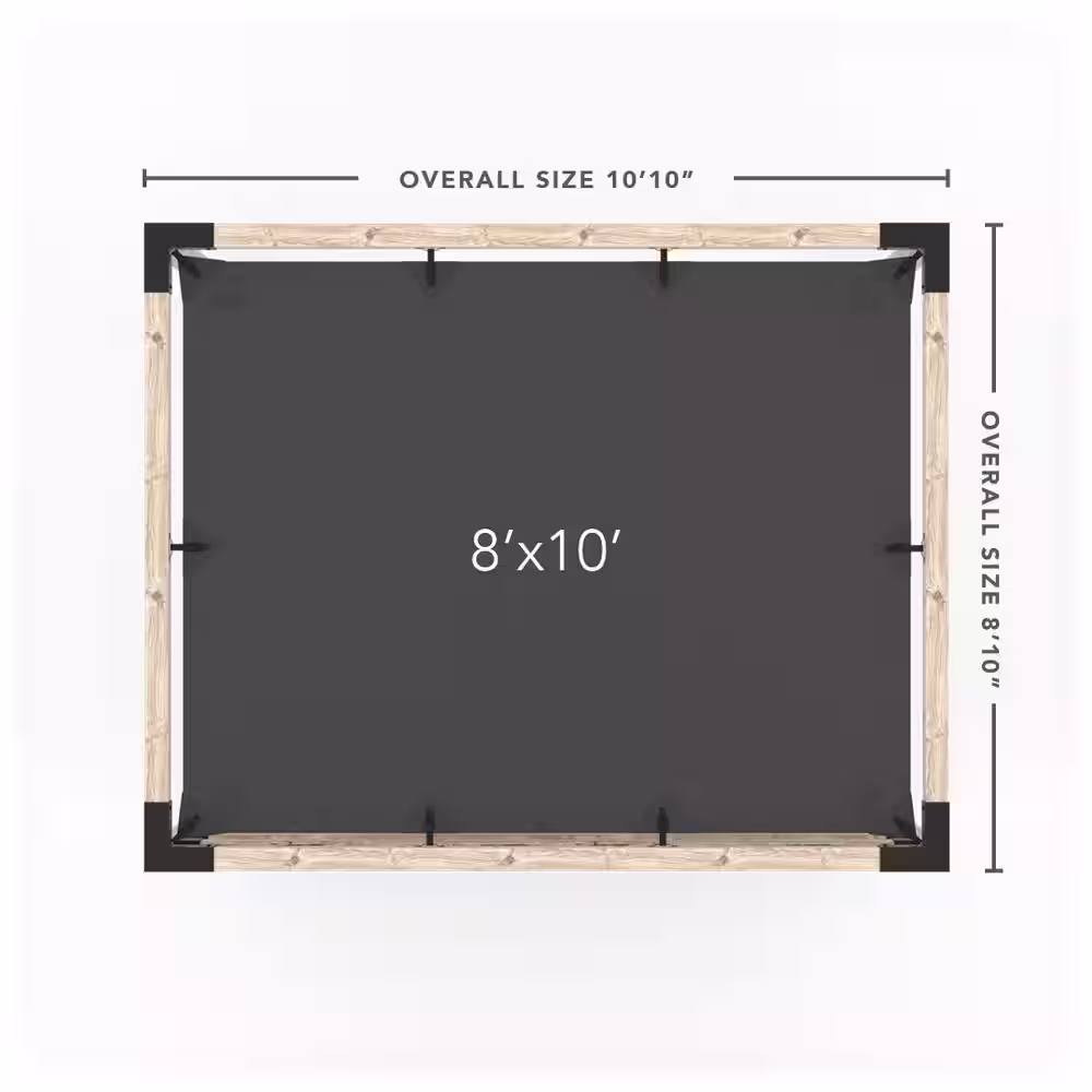 TOJA GRID 8 ft. L x 10 ft. W Pergola Kit with 4x4 KNECT Post Wall and White Shade Sail, 4x4 Wood Posts
