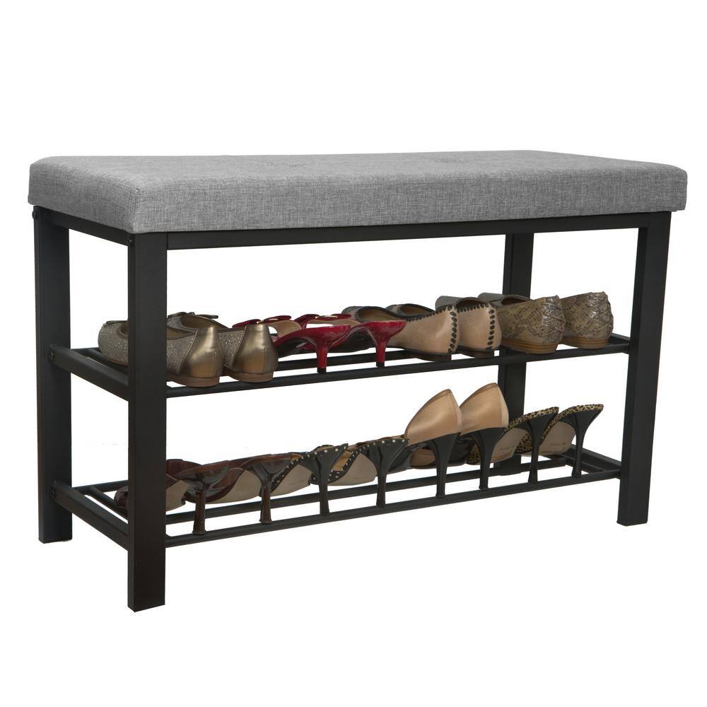 Simplify Entryway Bench with Shoe Storage in Grey