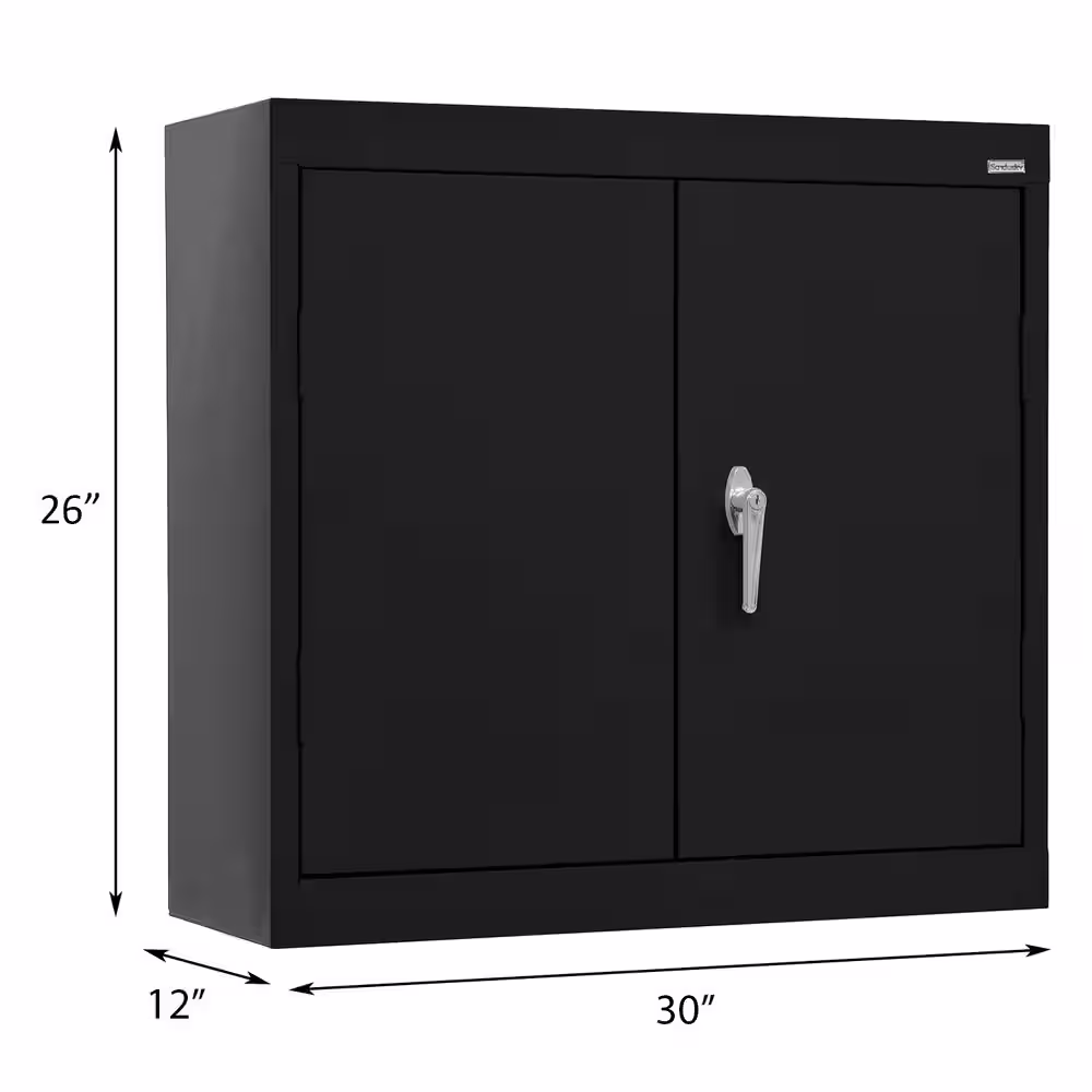Sandusky Wall Mounted Garage Cabinet in Black (30 in. W x 26 in. H x 12 in. D)