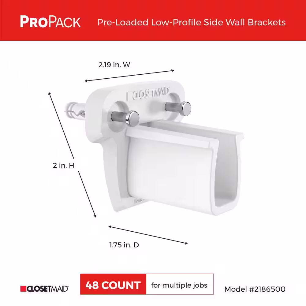 ClosetMaid ProPack Pre-Loaded Low Profile Side Wall Brackets (48-Piece)