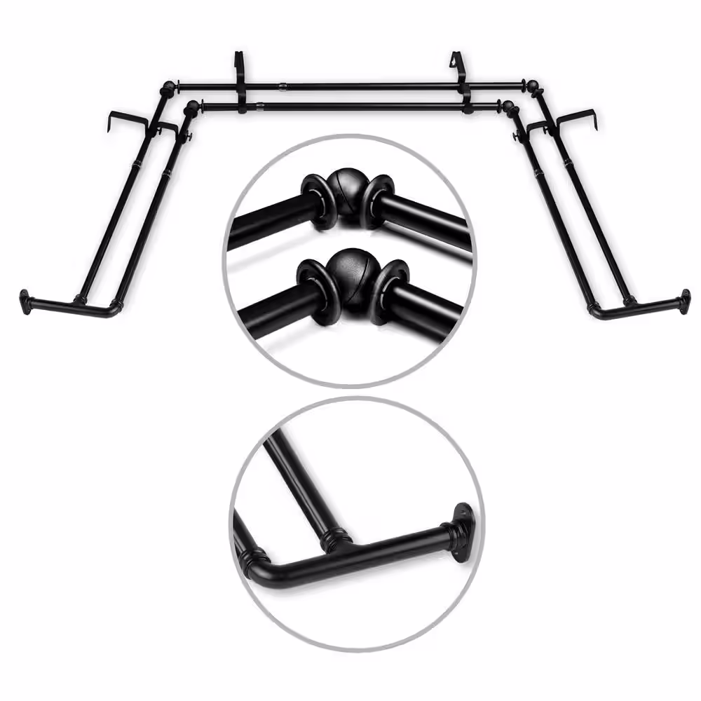 EMOH 5/8 inch Double Blackout Bay Window Curtain Rod 20