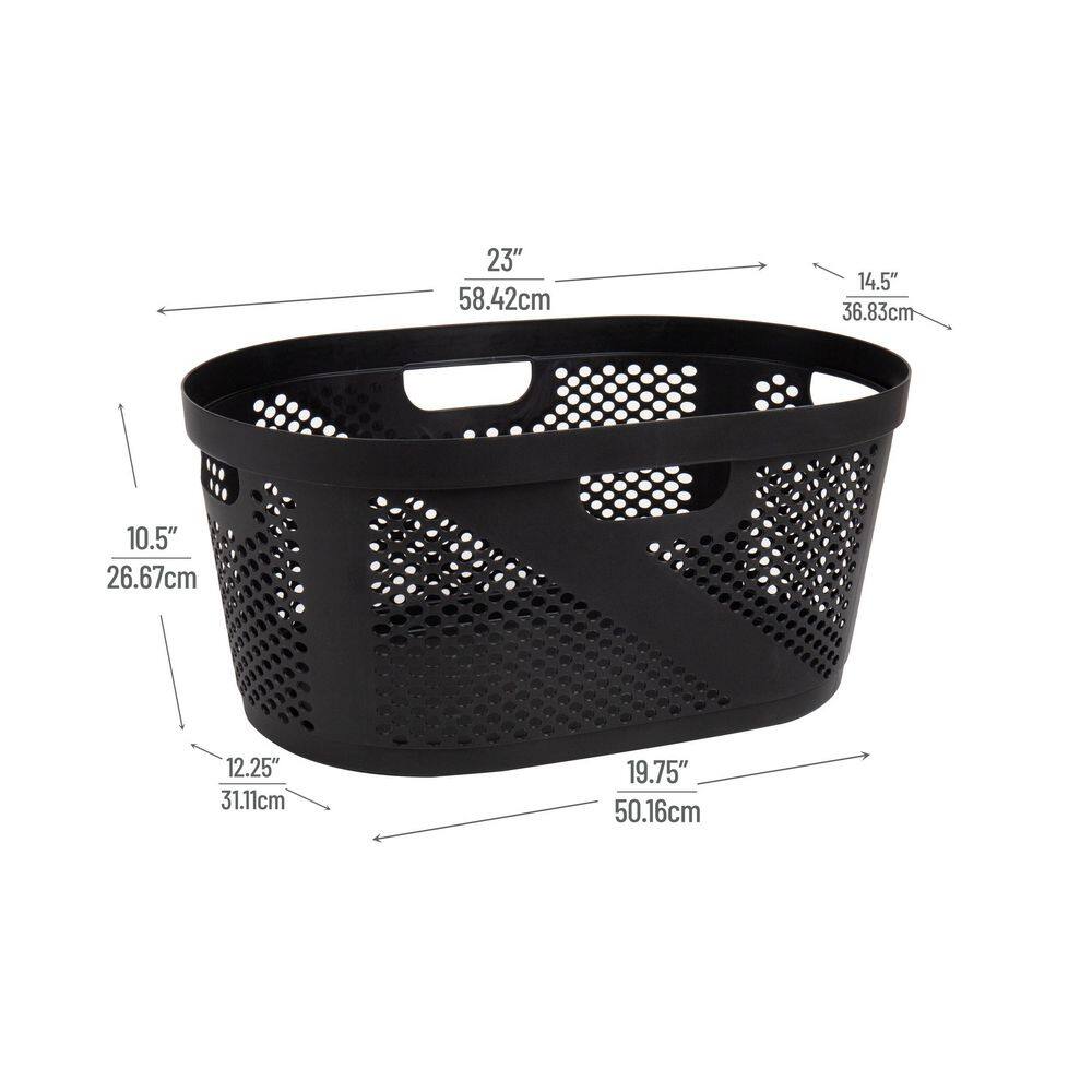 Mind Reader Basket Collection, Laundry Basket, 40 Liter (10kg/22lbs) Capacity, Cut Out Handles, Set of 2, Black