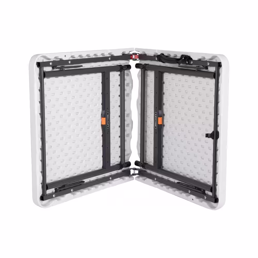 Lifetime 4 ft. One Hand Adjustable Height Fold-in-Half Table Almond