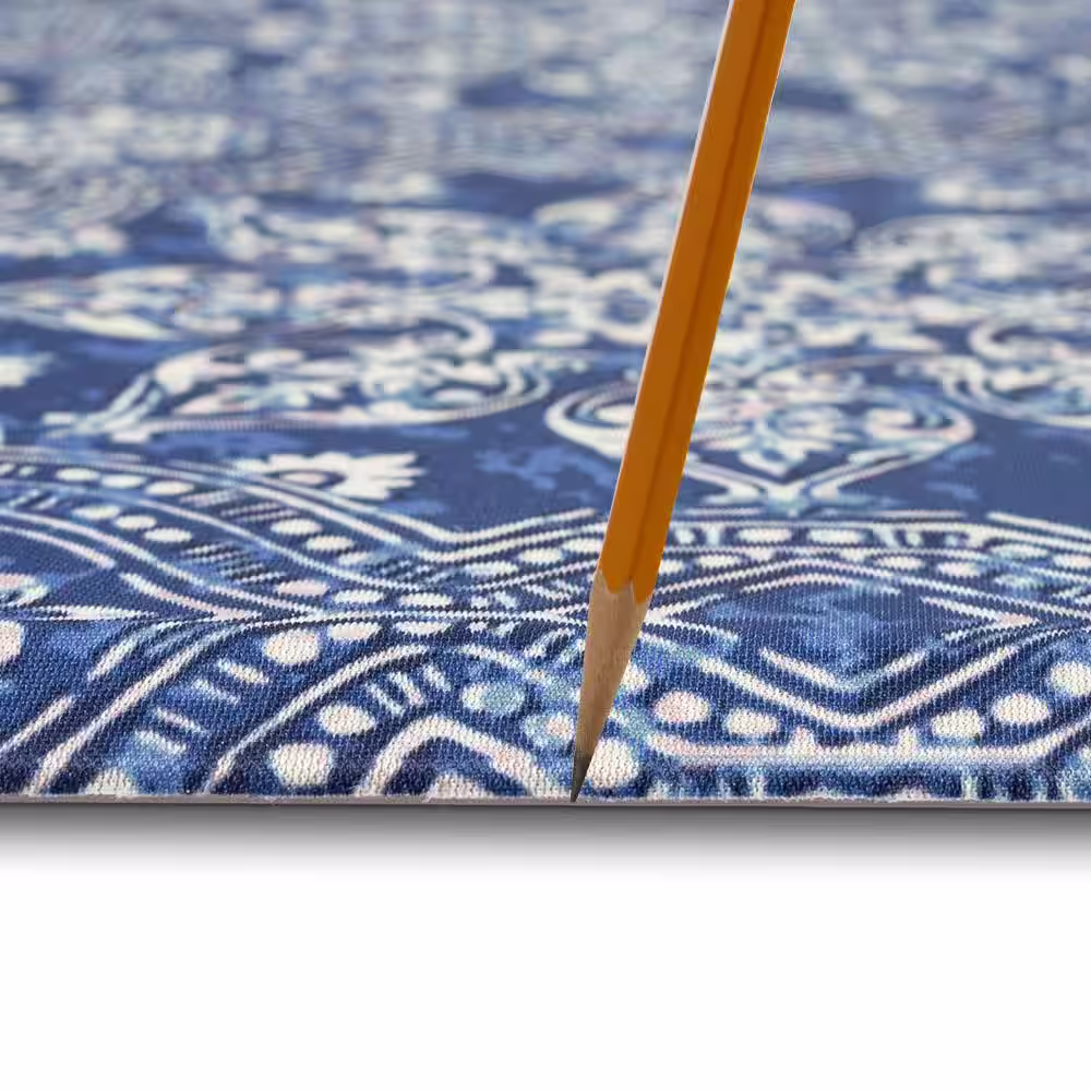 StyleWell Indigo Plaza Blue 20 in. x 32 in. Kitchen Mat