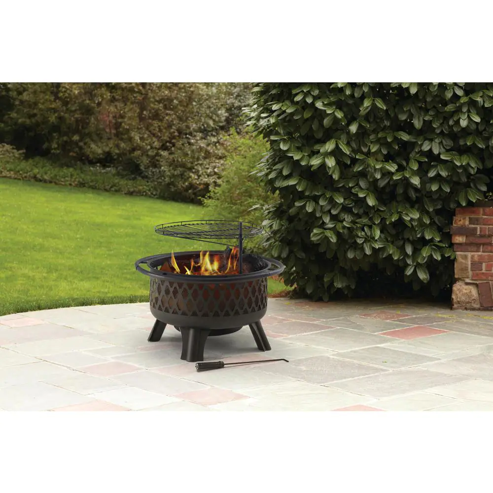 Hampton Bay Piedmont 30 in. Steel Fire Pit in Black with Poker