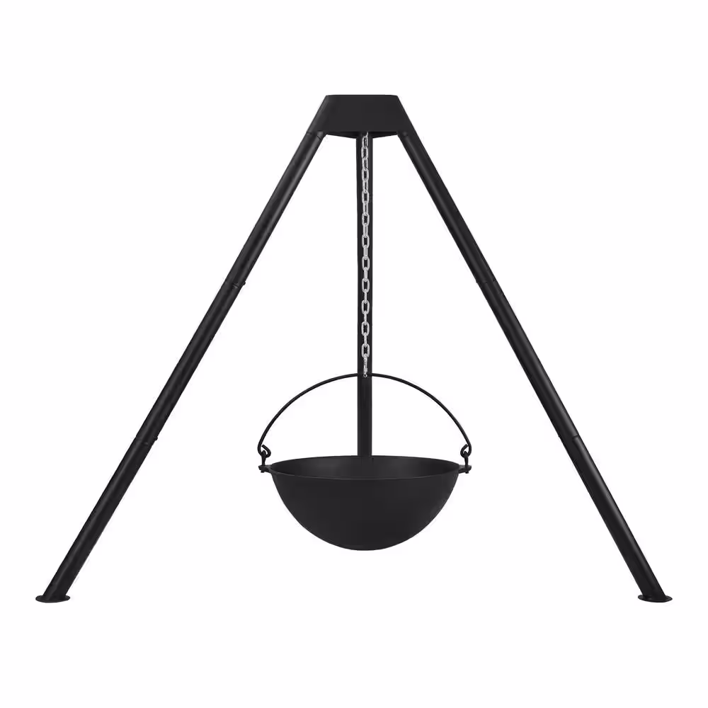 Hampton Bay Cowboy 22 in. Outdoor Cast Iron Wood Burning Black Fire Pit