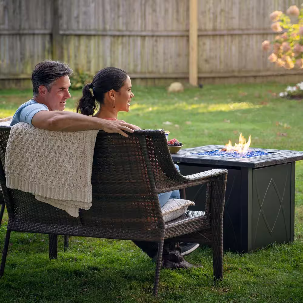 Blue Rhino Endless Summer Outdoor Propane Gas Black Lava Rock Patio Fire Pit