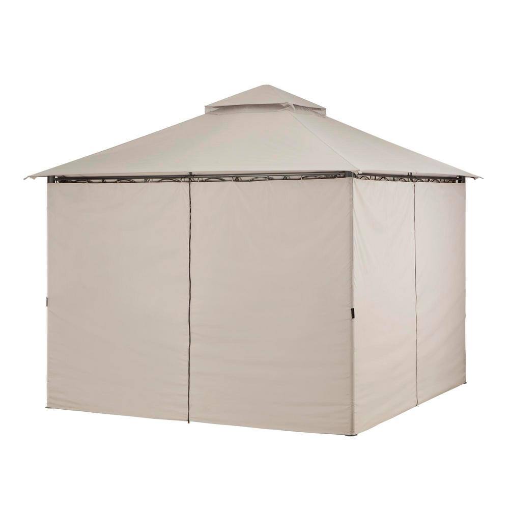 Hampton Bay Palantine 10.5 ft. x 10.5 ft. Tan Soft Top Gazebo