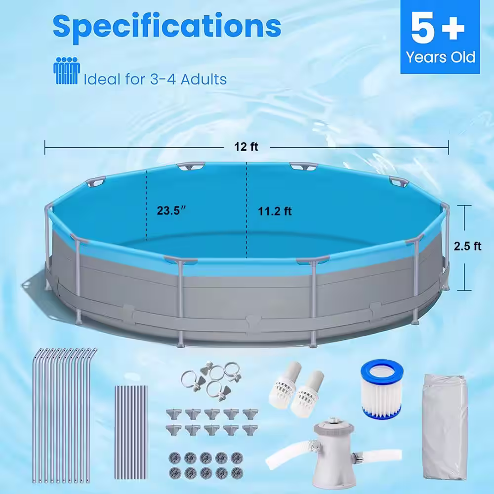 None 12 ft. x 12 ft. Above Ground Swimming Pools with Pump