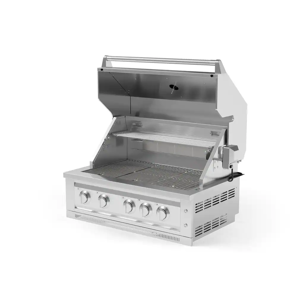 NewAge Products Outdoor Kitchen 5-Burner Liquid Propane Gas Grill in Stainless Steel with Ceramic Trays and Rotisserie Kit, 36 in.