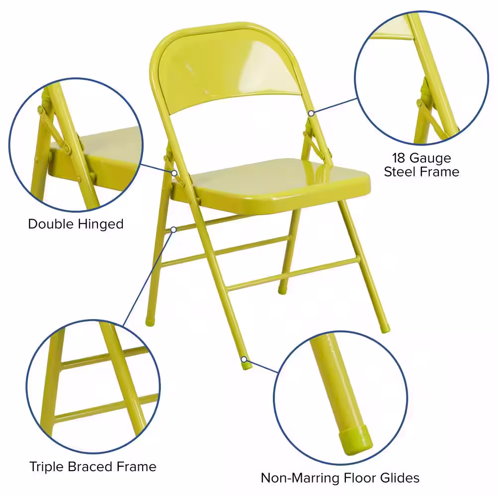 Carnegy Avenue Twisted Citron Metal Folding Chair (2-Pack)