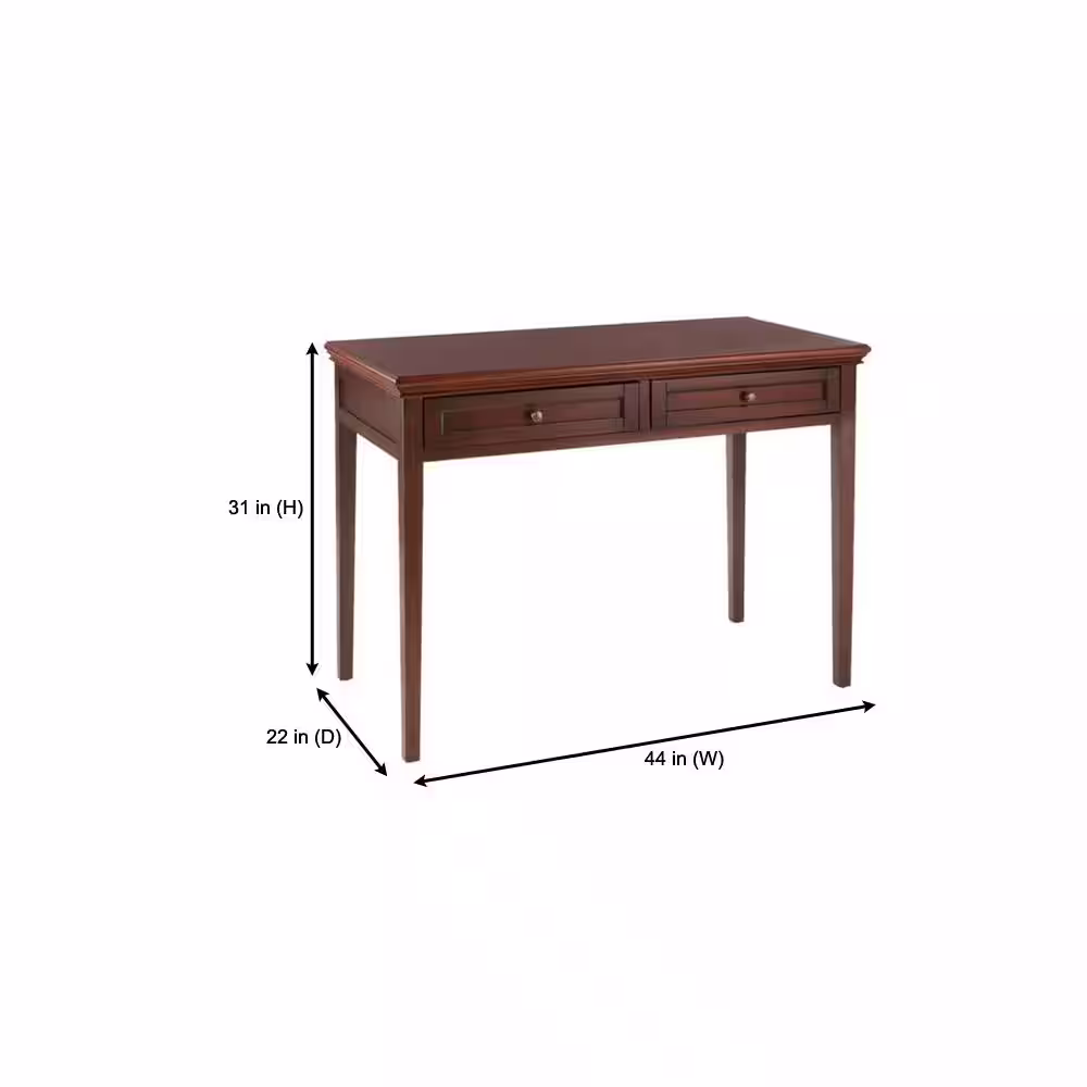 Home Decorators Collection 44 in. Rectangular Walnut Brown 2 Drawer Writing Desk with Solid Wood Material
