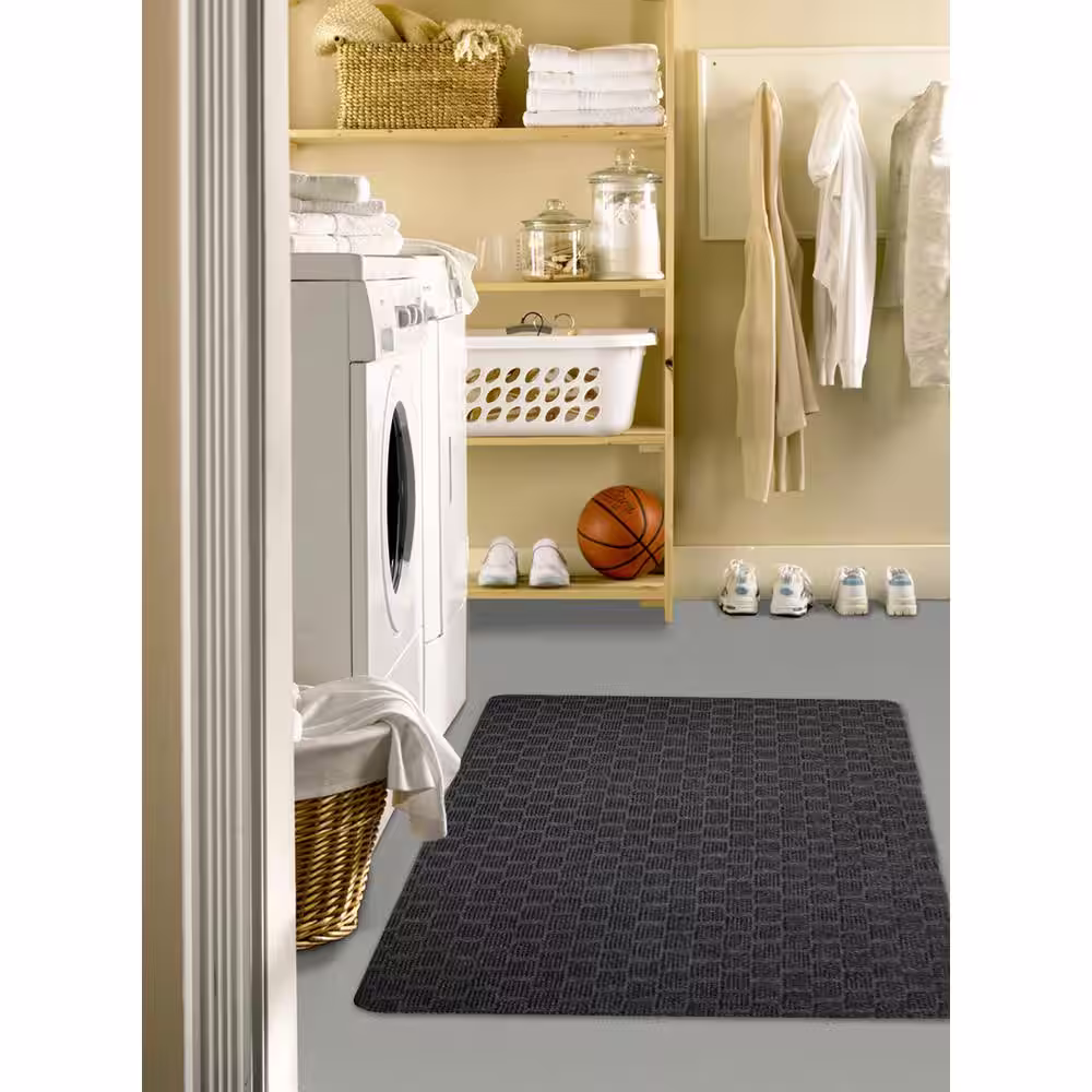 TrafficMaster Premiere Squares Charcoal 3 ft. x 4 ft. Needlepunch Commercial Mat