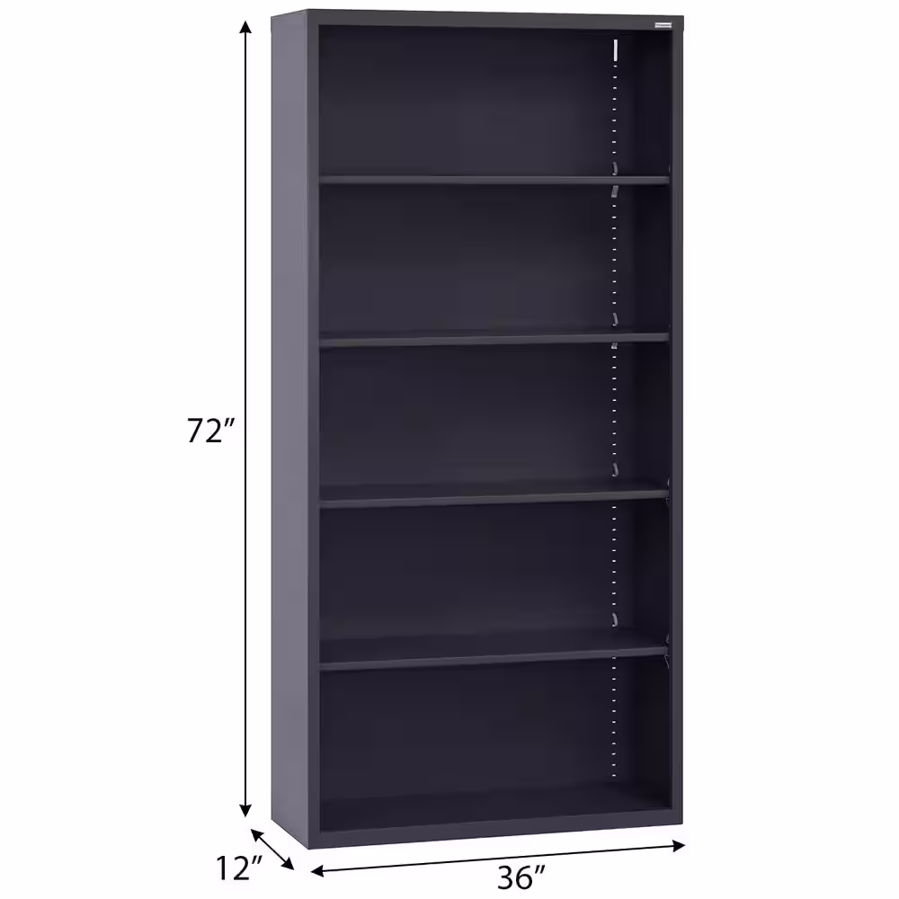 Sandusky Welded 72  in. Tall Black Metal Standard Bookcase