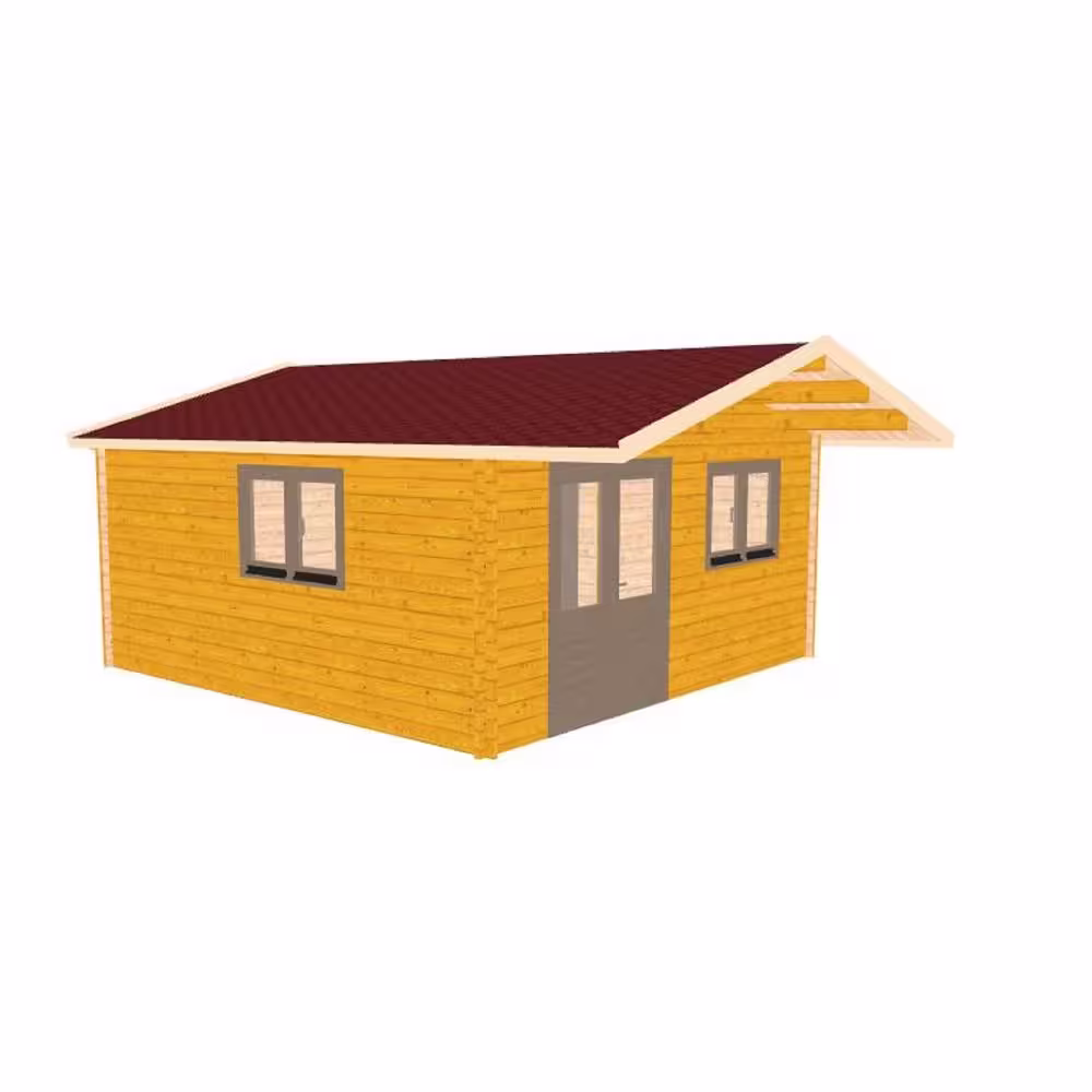 Hud-1 EZ Buildings 16 ft. W x 16 ft. D Cabin Kit with Solar Package D.I.Y. Log