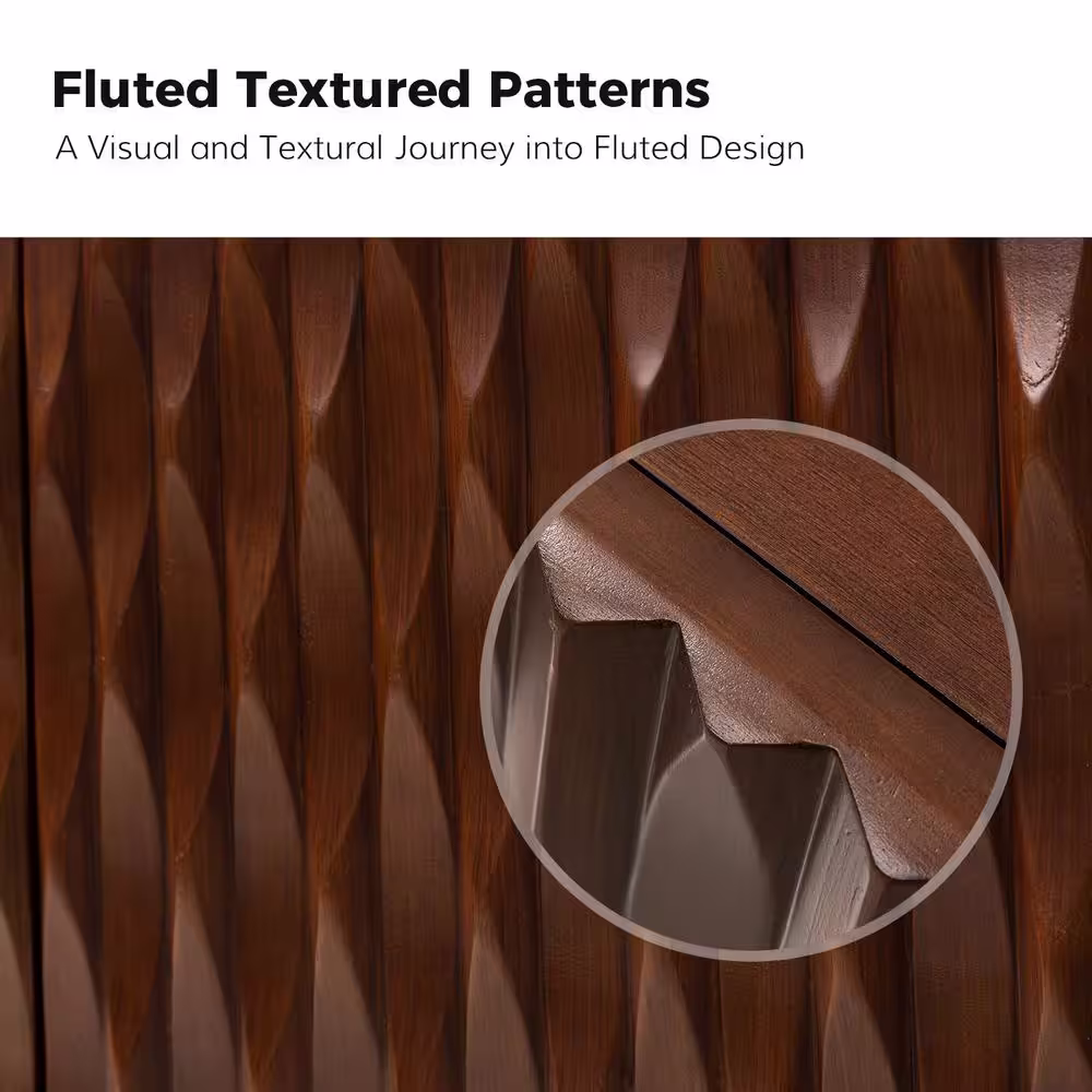 JAYDEN CREATION Janice Mid-century Modern Walnut Wooden 54 in. Wide Sideboard with Adjustable Shelf and Adjustable Legs